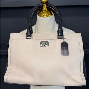 Coach Vintage Black and Cream Satchel